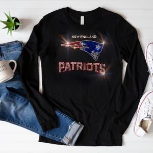 New Bling New England Patriots Long Sleeve Rhinestone UNISEX Tshirt S-XL